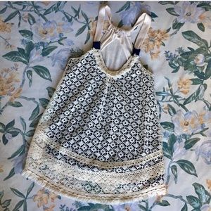 Soft Tank Top with Crochet and Fringe Detail